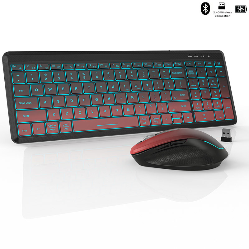 Gaming Keyboard Bundle - RGB 백라이트 무소음 무선 키보드 및
