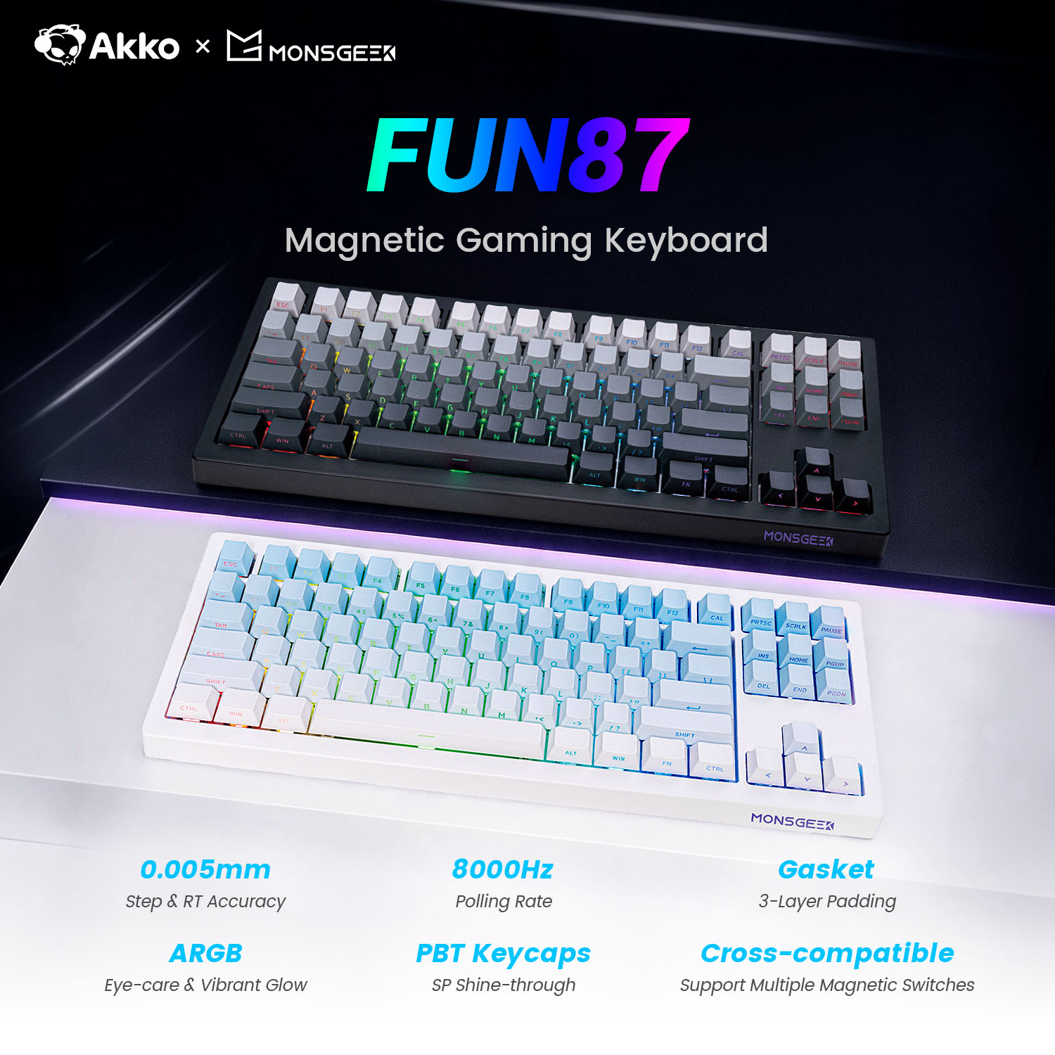 Gaming Keyboard Tkl - 아코 x 몬스긱 FUN87 HE 마그네틱