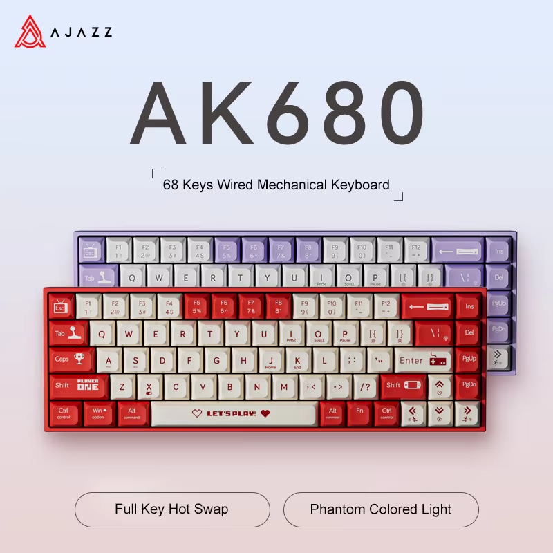Gaming Keyboard Thocky - AJAZZ AK680 65% 유선 게이밍 기계식