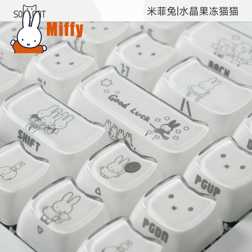 Gaming Keyboard Typewriter - 카와이 미피 키캡 귀여운 토끼 기계식